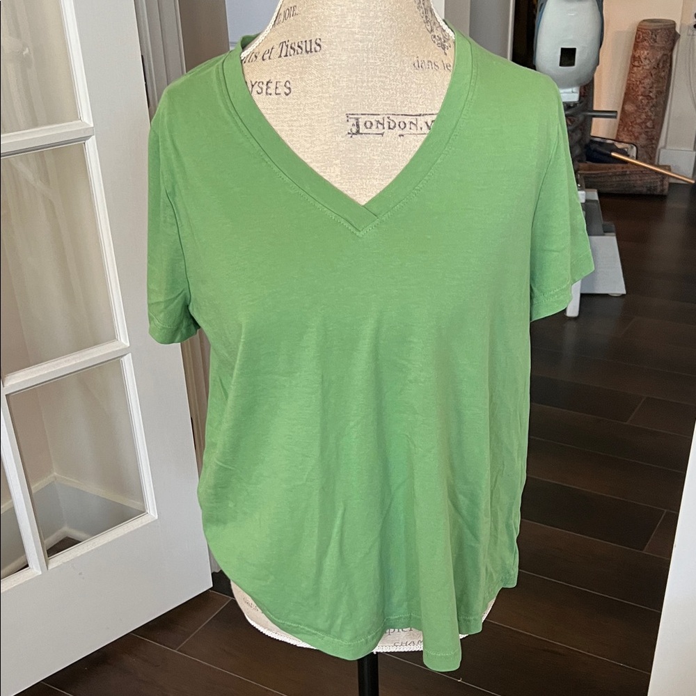 2 V-Neck Short Sleeve T-Shirts Wonderly  Green & White